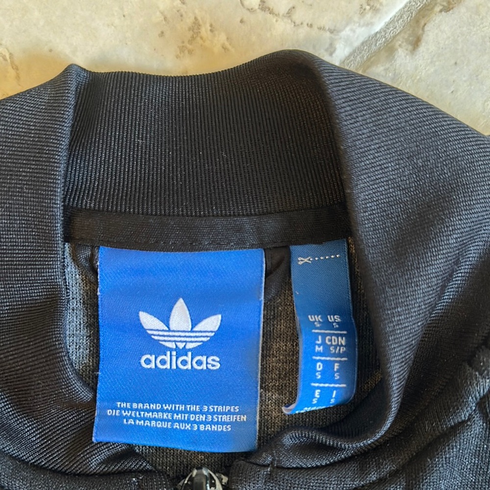 Adidas Black Track Jacket with White Stripes - Picture 2 of 2